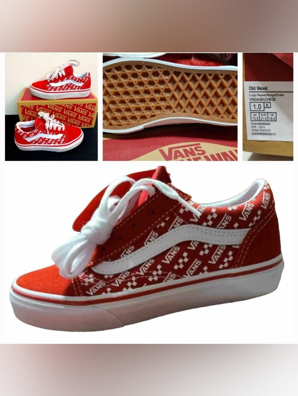 Vans Olde School Logo Repeat Canvas & Suede Shoes (Kids) Brand New & Authentic